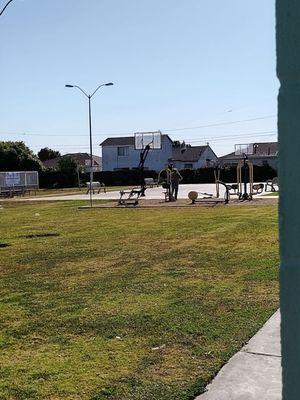 Gym equipment and basketball court