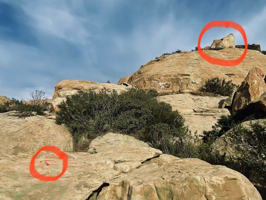 Hummingbird Trail (to Swing Cave): Pay attention to arrows on the ground/rocks & the rock on the upper right hand corner.