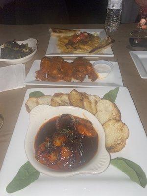 BBQ Shrimp, Wings, Cajun Chicken Pasta, Courvoisier Grilled Veggies