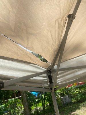 Damaged tent