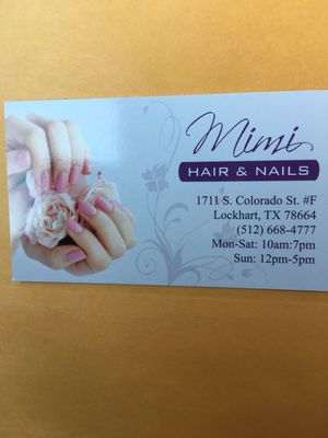 Come visit and make appointment to MiMi's hair & nails