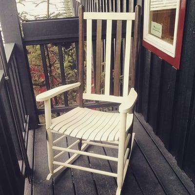 Rocking Chair-found in Troy, NY Color: Off white with ebony stain. $145