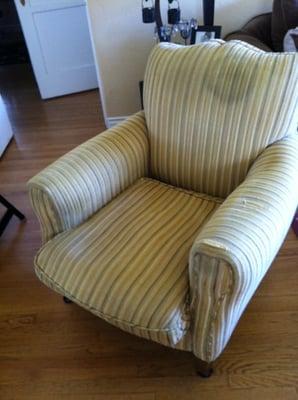 This is the ratted out chair before I brought it in.  It was really close to be thrown in the dump!