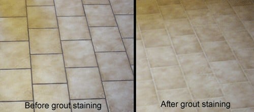 Grout staining and sealing