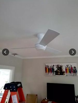 Replaced light fixture with ceiling fan.