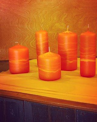 Our hand-made Sunset Collection are just some
of one-of-kind candles available.