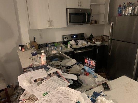 Kitchen before cleaning and disinfecting