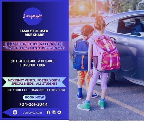 Does your child need a ride to after-school programs? Look no further! At Jumprydz, we provide safe, affordable, and reliable transportation