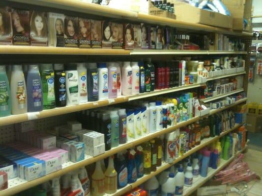 Hair products, soap, cleansers