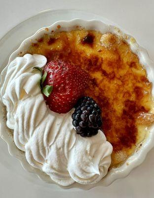 Decadent crème brûlée for a lunch celebration.