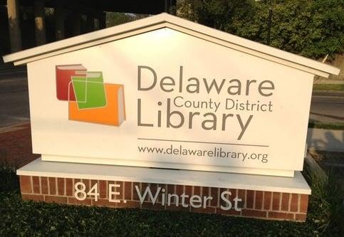 Delaware County District Library, Delaware branch sign