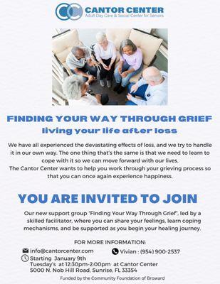 A support group at the Cantor Center for people who have lost a loved one