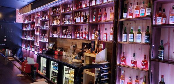 The world of whiskey proudly displays over 300 bottles of whiskey!