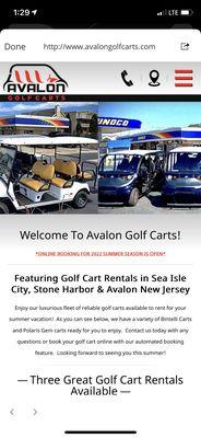 Website to rent LSV's (Low Speed Vehicle) for the summer. Street legal golf carts. 4 or 6 passenger