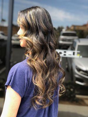 I came in with my natural black hair and Lacy did a great job with a balayage