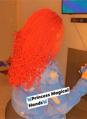 Short Senegalese braids with curls on end