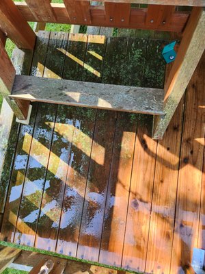 middle of a power washing job on a playset