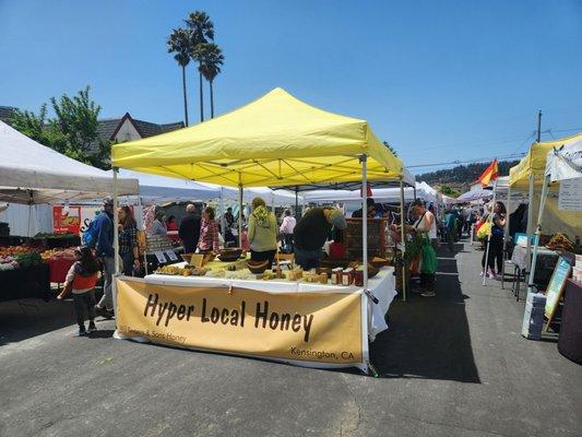 Farmers market. Cool honey stand with actual beehive!!!