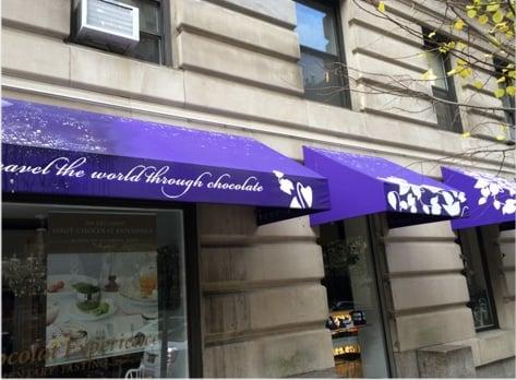 NYC Awning Cleaning- Before.  The chocolate shop wanted their awning to look like new- so they called us!