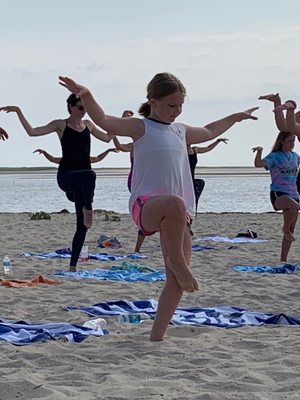 Every one loves beach yoga!