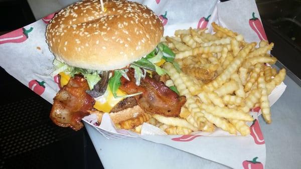 BACON CHEESEBURGER WITH FRIES $8.50