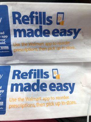 Bag of meds and Walmart.com/MobileRx for easy refills!