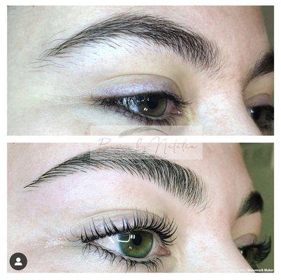 Freshly waxed brows and lash lift