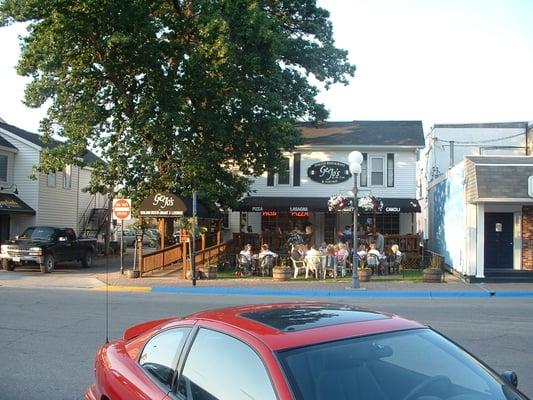 View of patio from across the street.  Great view of City Park!