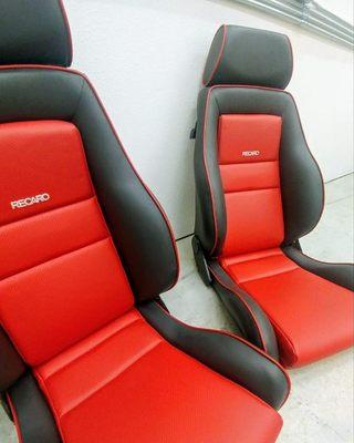 A pair of VW Recaro seats brought back from the dead and looking better than new.