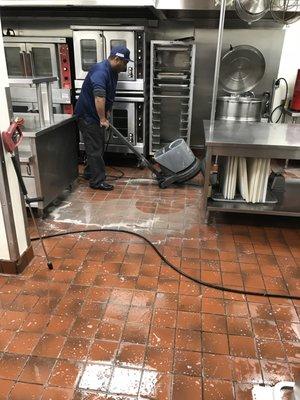 Deep Floor Clean at restaurant kitchen