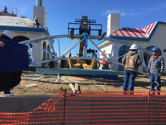 Erecting the Boardwalk Sign.