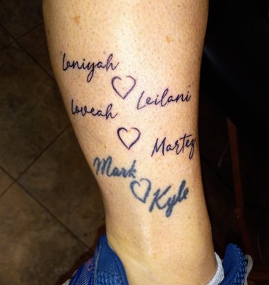 Added my grandkids names going upward from their dad's, my sons.