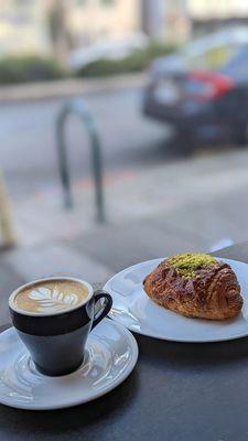 Cappuccino + Almond/Pistachio Croissant