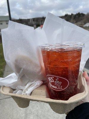 20 oz Lotsa Berry Lotus energy drink & a couple of scones.