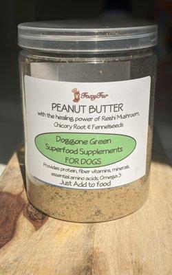 Doggone Green Peanut Butter Supplement with Reishi Mushroom, Chicory Root and Fennelseeds