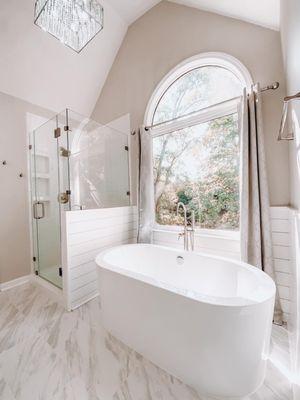 Bathroom remodel with tiling