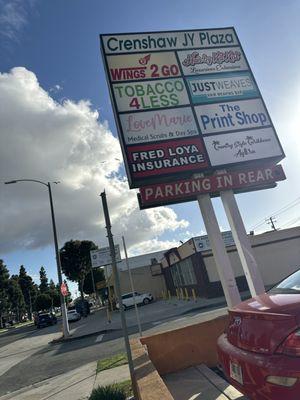 Outside sign for the shopping plaza