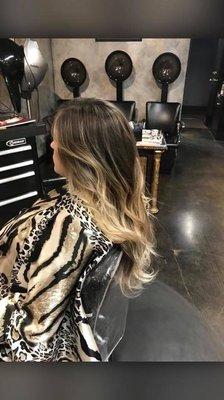 Ombré color and long layers