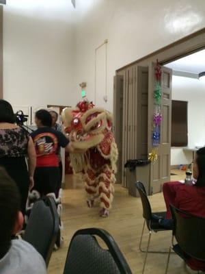 The 2016 CCCA Chinese New Year Celebration with the Lion now Dancing into the audience & looking to be "feed". He does look hungry! :)