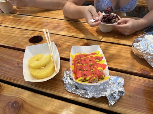 Side of pineapple and mango-pineapple churros