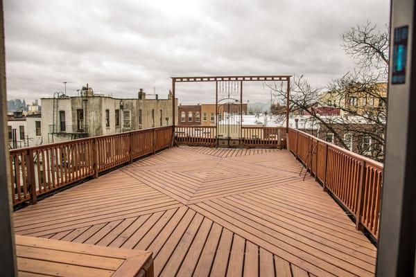 Our 750 SQFT custom designed outdoor deck. Heat lamps and BBQ grill available from our rental gear.