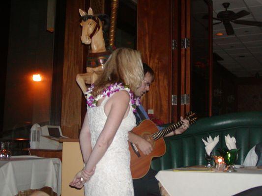 Pastor Andrew and Linda Burchett singing song he wrote for my wedding in Maui (at the reception in Maui.)