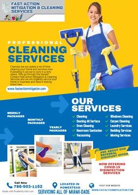 Ask about our current July Discount. $25 off first time deep clean and $15 off first time maintenance. Select properties for maintenance.