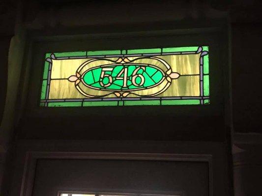 Stain glass above entry door