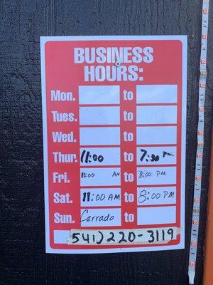 Hours posted for March