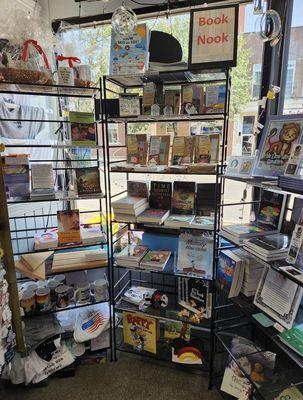 The book nook at the front of the shop