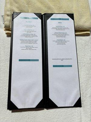 Poolside menu (enjoy for 1 hr and before and 1 hr after spa)