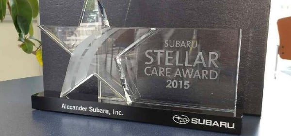 Proud Recipient of the 2015 Subaru Stellar Care Award!