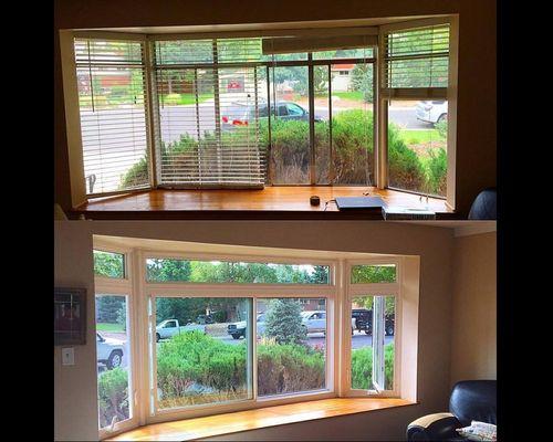 Old aluminum bay window converted to new high end vinyl