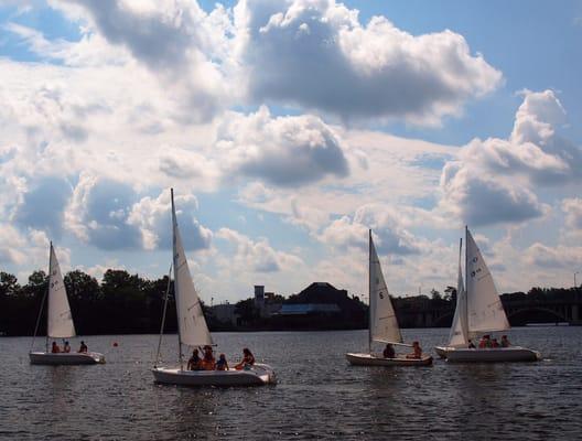 Kiddos sailing around the beautiful Lake Quinsigimond